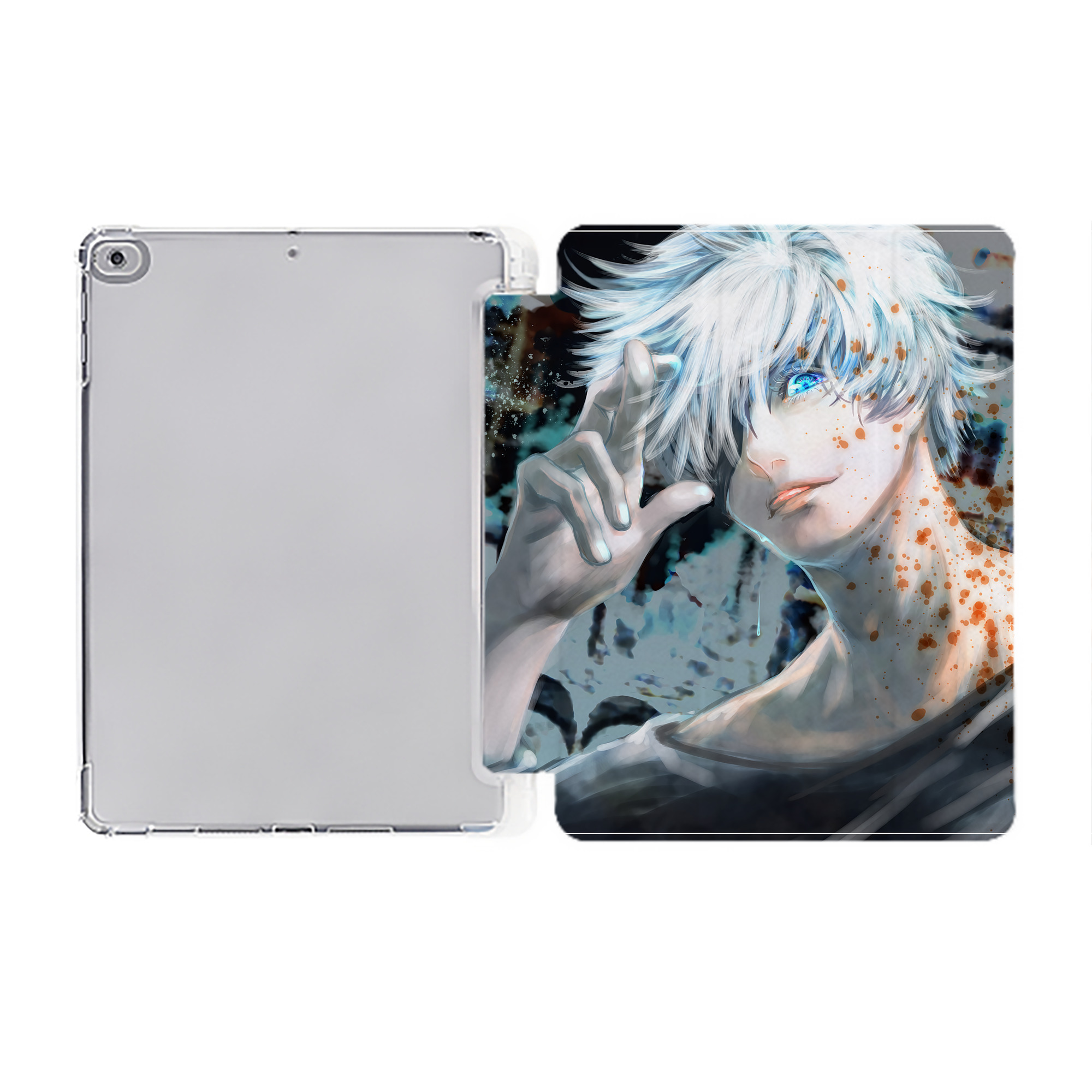 （画像用） 呪術廻戦 Jujutsu Kaisen IPad ケース ペン収納付き 三つ折りスタンド PUレザー×シリコン 対応機種9.5/10.5/10.9インチ